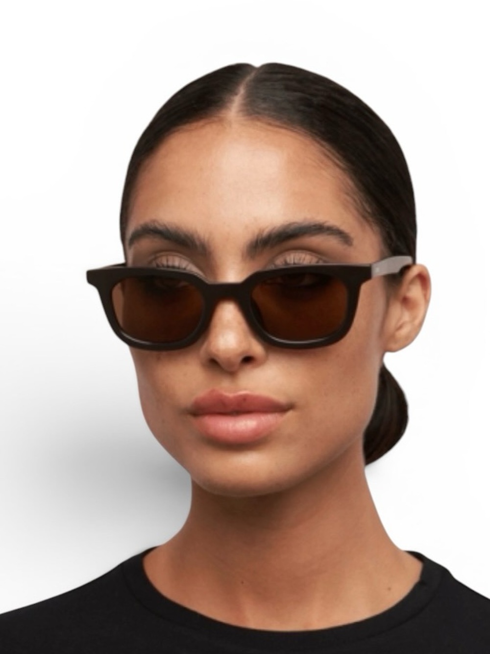 OTRA Nia Sunglasses Chocolate Brown Black Rectangle Shades NWT